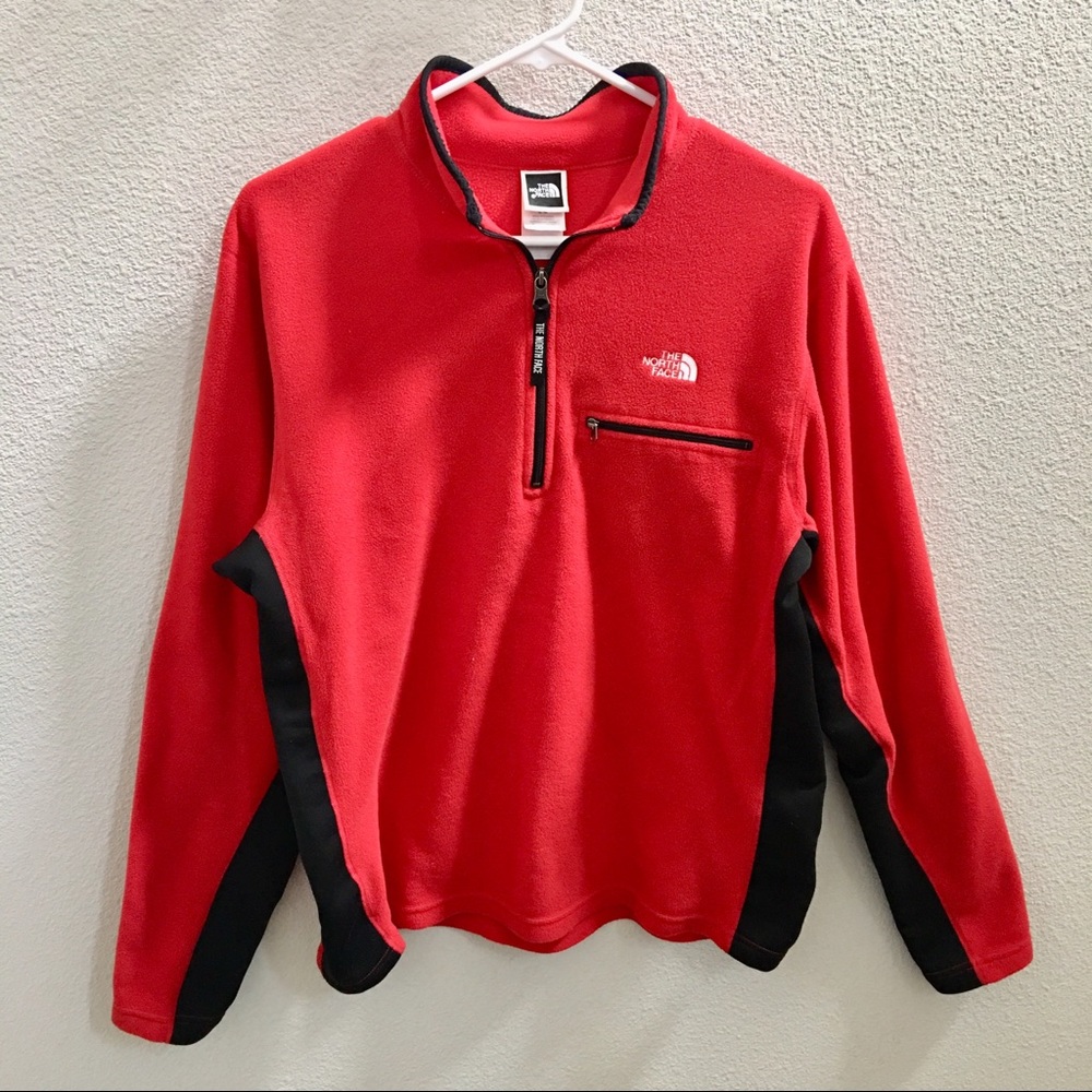 North Face Red fleece 1/4th Zip up Sweater